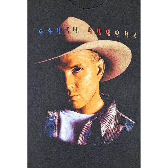 Vintage Garth Brooks 1996 Fresh Horses Tour T-Shirt Black Double Side Men Medium - Picture 4 of 10